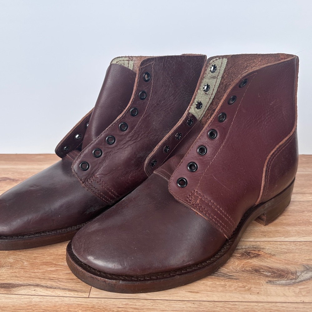 Daoust Vintage Leather Military Service Boots 1940s unworn, brown